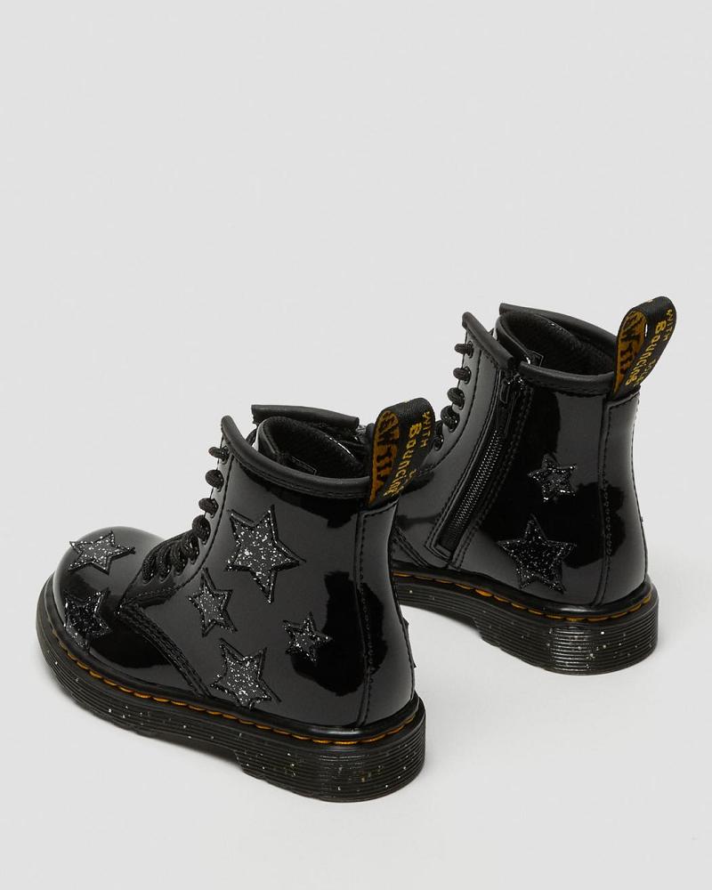 Dr Martens Toddler 1460 Glitter Star Lak Veterlaarzen Kinderen Zwart | NL 12QMA